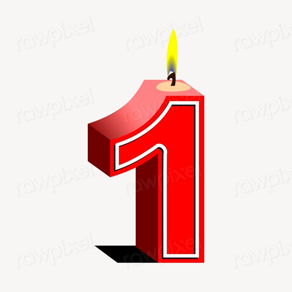 Number 1 birthday candle sticker