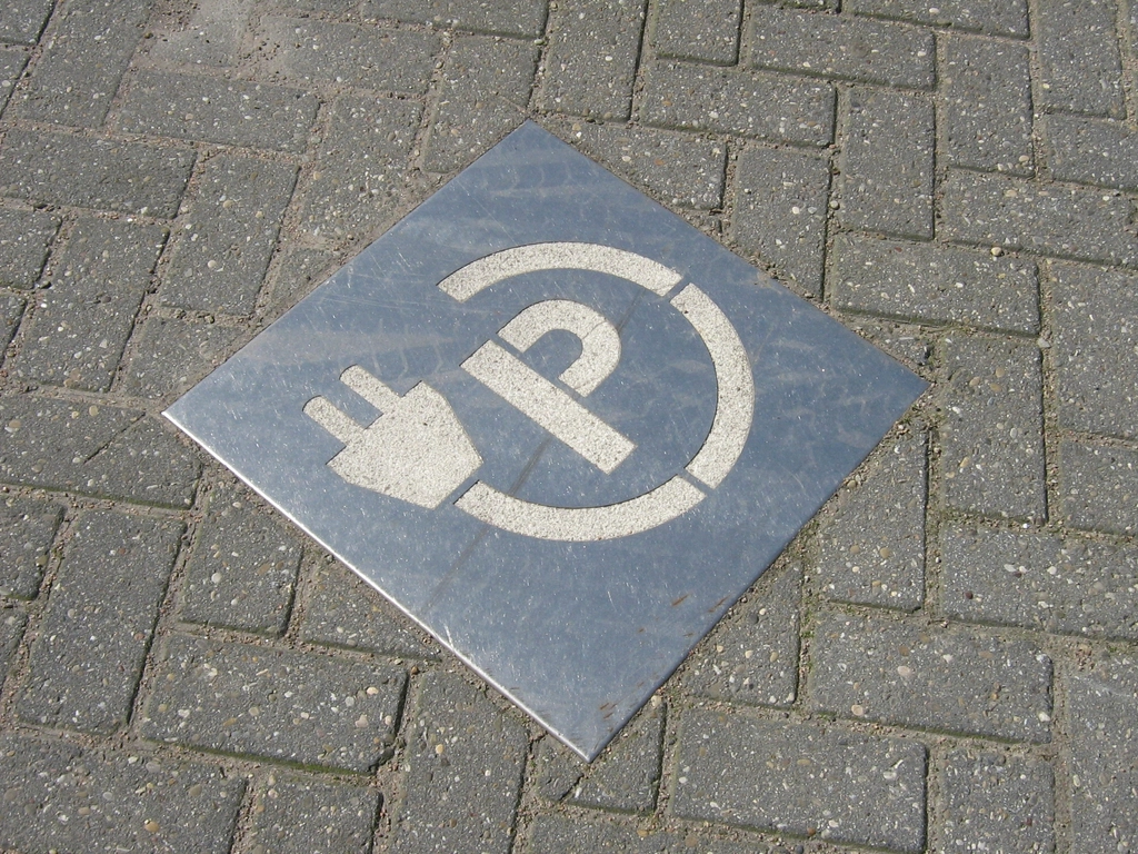 Electric car parking symbol tile