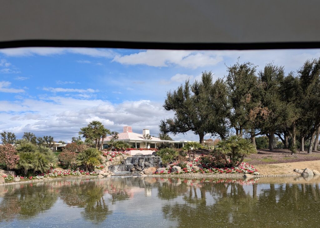 A long view of the Sunnylands home, 25,000 square feet of mid-century opulance. 